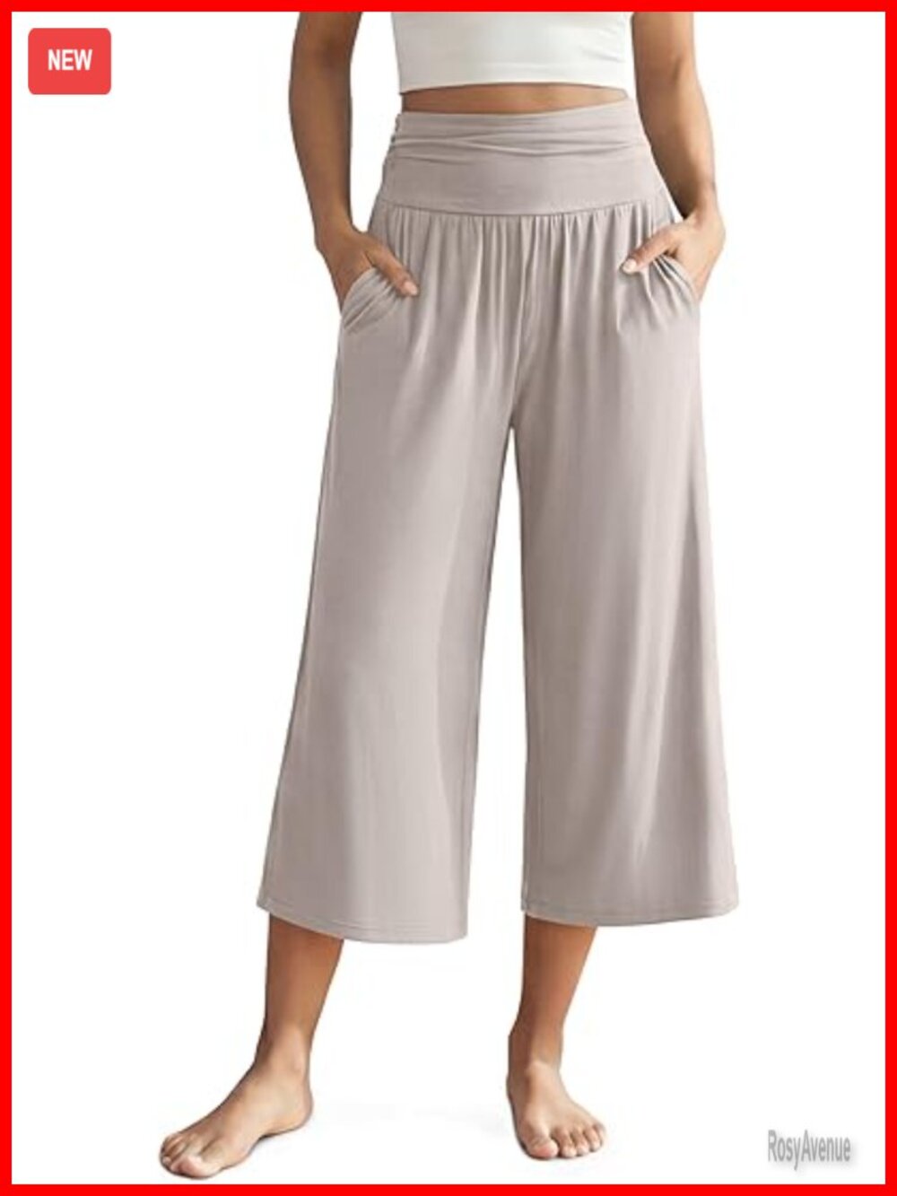 Wide Leg Palazzo Lounge Cropped Pants with Pockets Light Weight Comfy Pajama